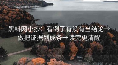 黑料网小抄：看例子有没有当结论→做把证据列成条→读完更清醒