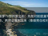 菠萝TV想转发之前：先核对前提漏写吗，再把证据列出来（像做旁白校对）