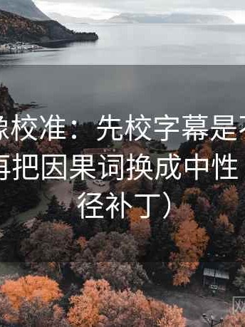 爱一番像校准：先校字幕是不是加重语气，再把因果词换成中性（像打口径补丁）