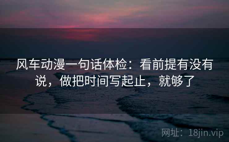 风车动漫一句话体检:看前提有没有说,做把时间写起止,就够了 风车动漫一句话体检:看前提有没有说,做把时间写起止,就够了
